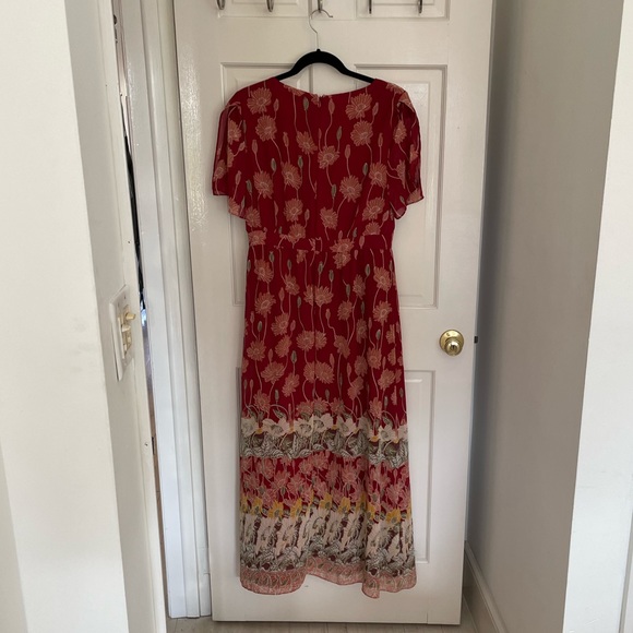 Madewell Tulip Sleeve Maxi Dress in Tall Sunflowers Faux Wrap AB328 - Picture 3 of 4